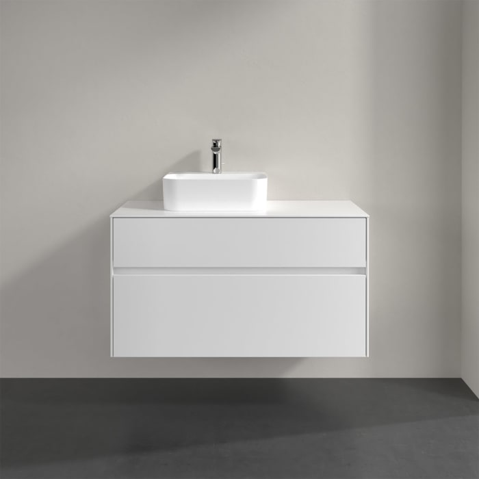 Villeroy & Boch Collaro Waschtischunterschrank 100 x 50 cm, mit 2 Auszügen und LED-Beleuchtung für Finion Waschtisch
