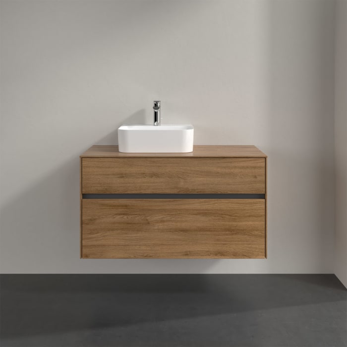 Villeroy & Boch Collaro Waschtischunterschrank 100 x 50 cm, mit 2 Auszügen und LED-Beleuchtung für Finion Waschtisch