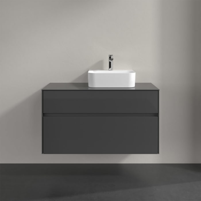 Villeroy & Boch Collaro Waschtischunterschrank 100 x 50 cm, mit 2 Auszügen und LED-Beleuchtung für Finion Waschtisch