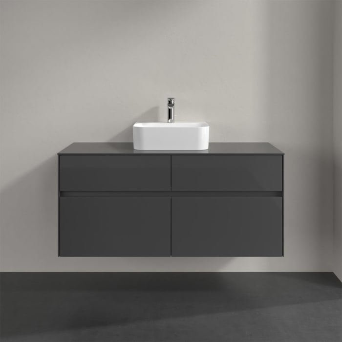 Villeroy & Boch Collaro Waschtischunterschrank 120 x 50 cm, mit 4 Auszügen und LED-Beleuchtung für Finion Waschtisch