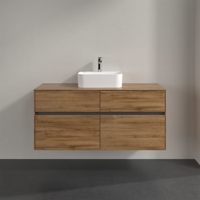 Villeroy & Boch Collaro Waschtischunterschrank 120 x 50 cm, mit 4 Auszügen und LED-Beleuchtung für Finion Waschtisch