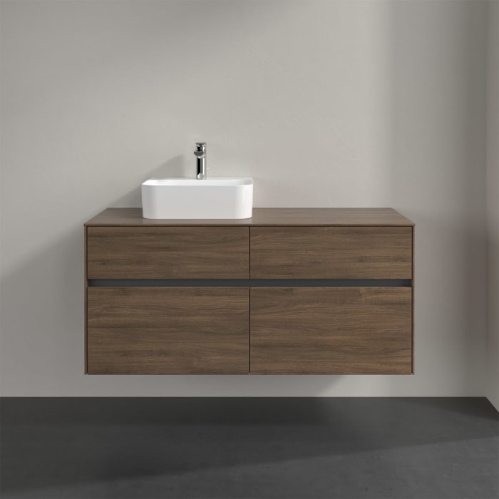 Villeroy & Boch Collaro Waschtischunterschrank 120 x 50 cm, mit 4 Auszügen und LED-Beleuchtung für Finion Waschtisch