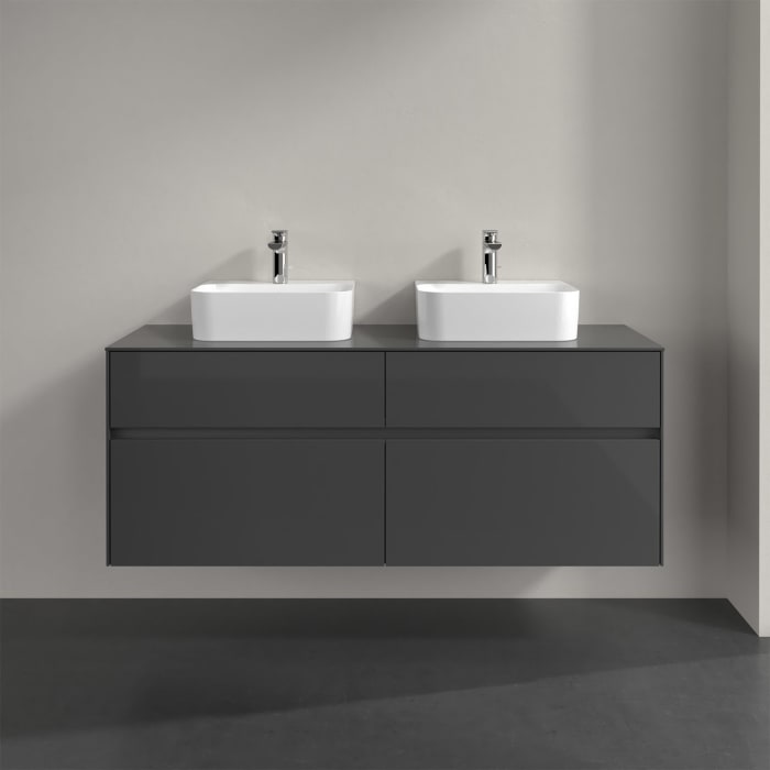 Villeroy & Boch Collaro Waschtischunterschrank 140 x 50 cm, mit 4 Auszügen und LED-Beleuchtung für 2 Finion Waschtische