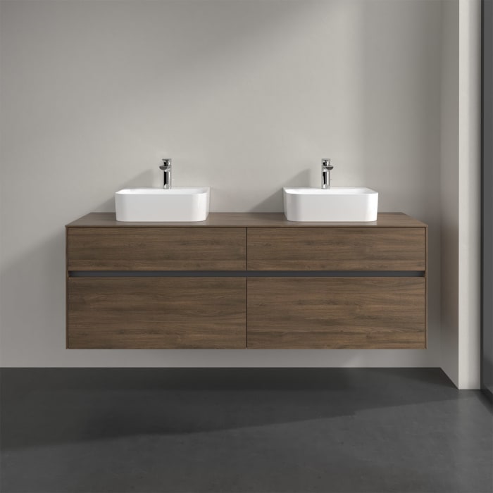 Villeroy & Boch Collaro Waschtischunterschrank 160 x 50 cm, mit 4 Auszügen und LED-Beleuchtung für 2 Finion Waschtische