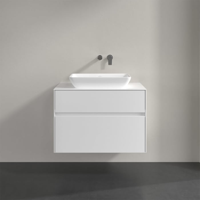 Villeroy & Boch Collaro Waschtischunterschrank 80 x 50 cm, mit 2 Auszügen und LED-Beleuchtung für Venticello Waschtisch