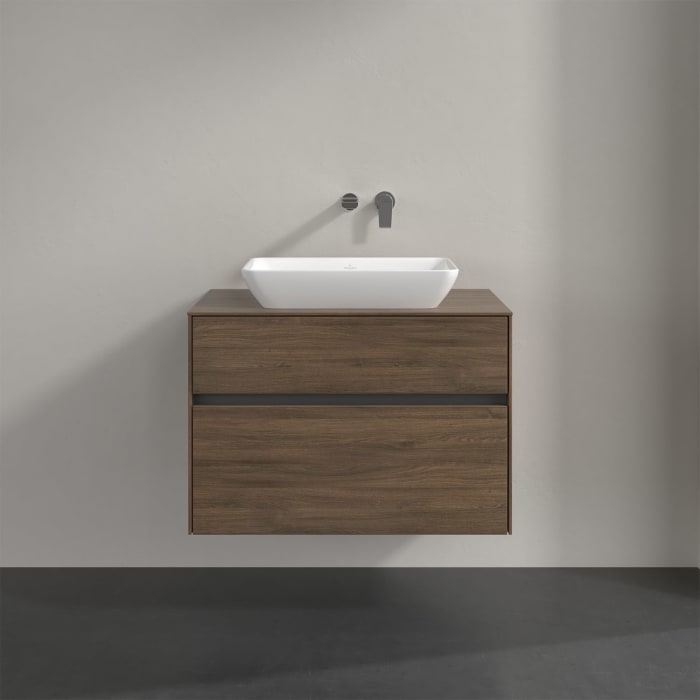 Villeroy & Boch Collaro Waschtischunterschrank 80 x 50 cm, mit 2 Auszügen und LED-Beleuchtung für Venticello Waschtisch