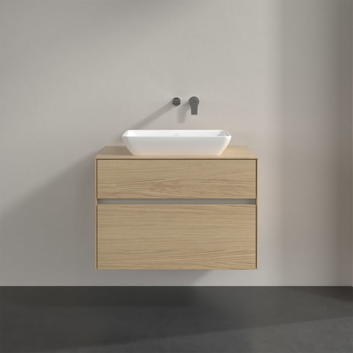 Villeroy & Boch Collaro Waschtischunterschrank 80 x 50 cm, mit 2 Auszügen und LED-Beleuchtung für Venticello Waschtisch