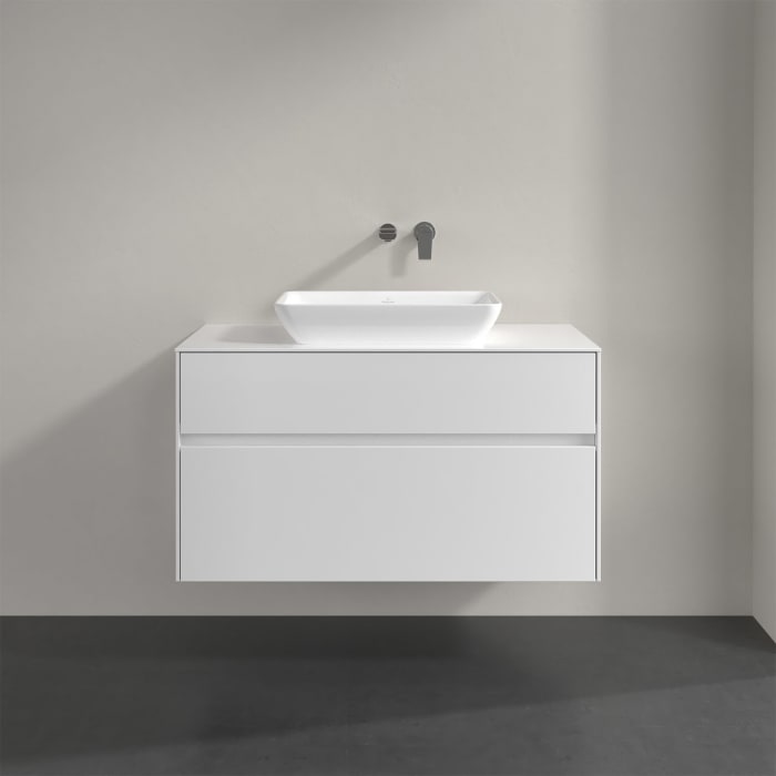 Villeroy & Boch Collaro Waschtischunterschrank 100 x 50 cm, mit 2 Auszügen und LED-Beleuchtung für Venticello Waschtisch