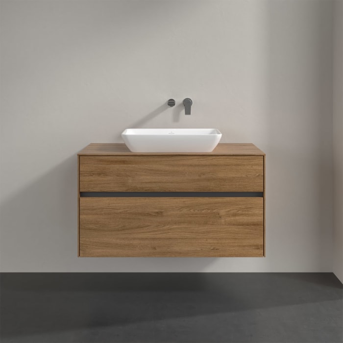 Villeroy & Boch Collaro Waschtischunterschrank 100 x 50 cm, mit 2 Auszügen und LED-Beleuchtung für Venticello Waschtisch