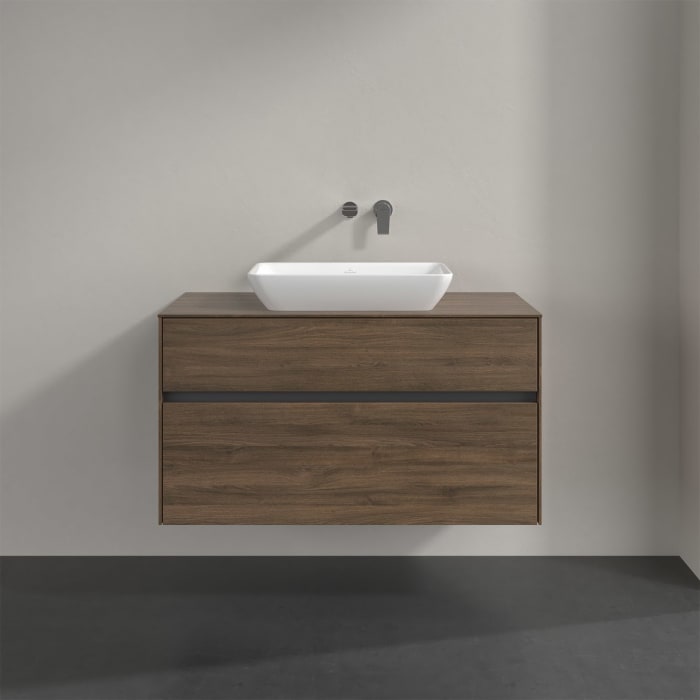 Villeroy & Boch Collaro Waschtischunterschrank 100 x 50 cm, mit 2 Auszügen und LED-Beleuchtung für Venticello Waschtisch