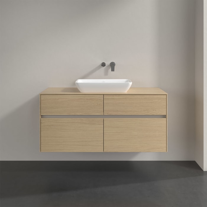 Villeroy & Boch Collaro Waschtischunterschrank 120 x 50 cm, mit 4 Auszügen und LED-Beleuchtung für Venticello Waschtisch