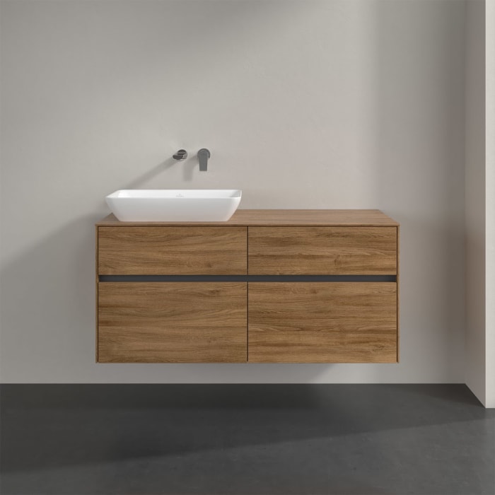 Villeroy & Boch Collaro Waschtischunterschrank 120 x 50 cm, mit 4 Auszügen und LED-Beleuchtung für Venticello Waschtisch