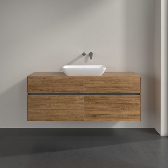 Villeroy & Boch Collaro Waschtischunterschrank 140 x 50 cm, mit 4 Auszügen und LED-Beleuchtung für Venticello Waschtisch