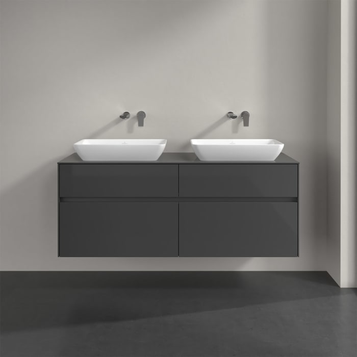 Villeroy & Boch Collaro Waschtischunterschrank 140 x 50 cm, mit 4 Auszügen und LED-Beleuchtung für 2 Venticello Waschtische