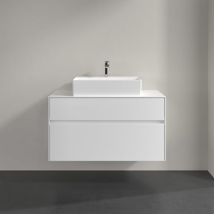 Villeroy & Boch Collaro Waschtischunterschrank 100 x 50 cm, mit 2 Auszügen und LED-Beleuchtung