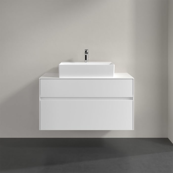 Villeroy & Boch Collaro Waschtischunterschrank 100 x 50 cm, mit 2 Auszügen und LED-Beleuchtung