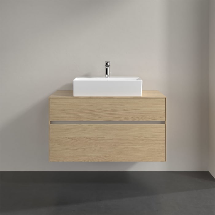 Villeroy & Boch Collaro Waschtischunterschrank 100 x 50 cm, mit 2 Auszügen und LED-Beleuchtung