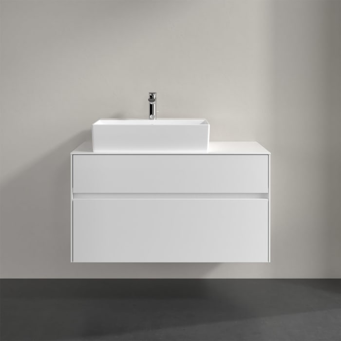 Villeroy & Boch Collaro Waschtischunterschrank 100 x 50 cm, mit 2 Auszügen und LED-Beleuchtung