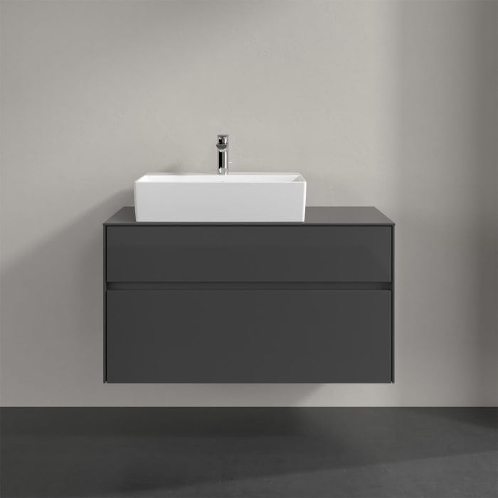 Villeroy & Boch Collaro Waschtischunterschrank 100 x 50 cm, mit 2 Auszügen und LED-Beleuchtung