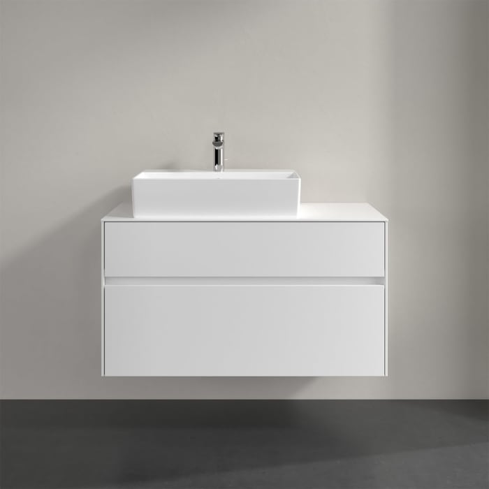 Villeroy & Boch Collaro Waschtischunterschrank 100 x 50 cm, mit 2 Auszügen und LED-Beleuchtung