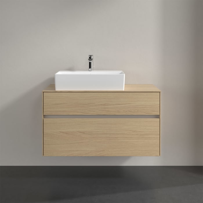 Villeroy & Boch Collaro Waschtischunterschrank 100 x 50 cm, mit 2 Auszügen und LED-Beleuchtung