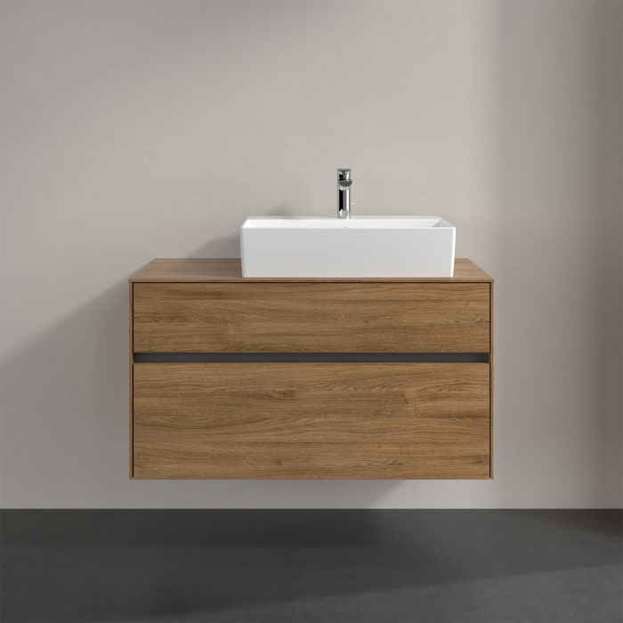 Villeroy & Boch Collaro Waschtischunterschrank 100 x 50 cm, mit 2 Auszügen und LED-Beleuchtung