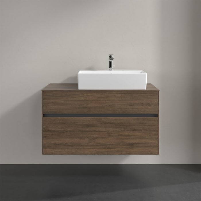 Villeroy & Boch Collaro Waschtischunterschrank 100 x 50 cm, mit 2 Auszügen und LED-Beleuchtung