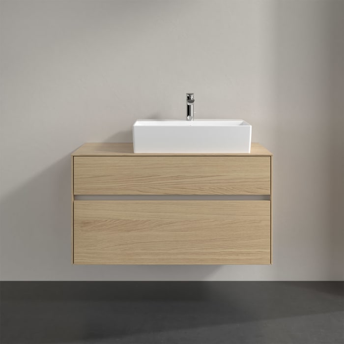 Villeroy & Boch Collaro Waschtischunterschrank 100 x 50 cm, mit 2 Auszügen und LED-Beleuchtung