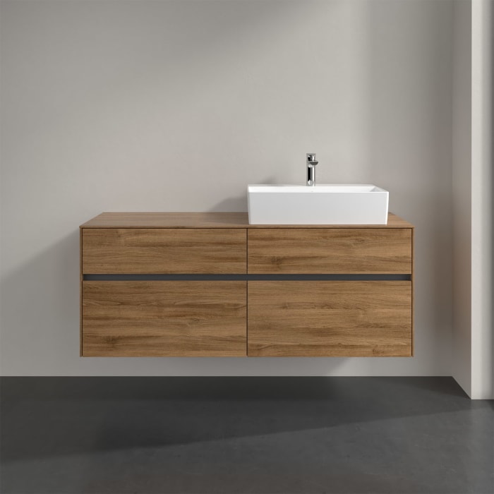 Villeroy & Boch Collaro Waschtischunterschrank 140 x 50 cm, mit 4 Auszügen und LED-Beleuchtung