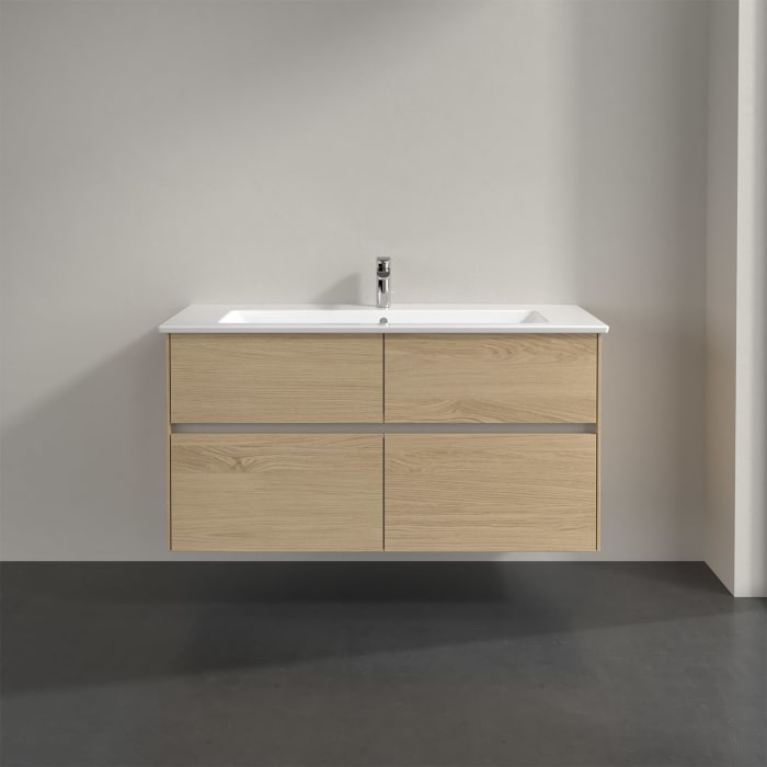 Villeroy & Boch Collaro Waschtischunterschrank 116 x 48 cm, mit 4 Auszügen und LED-Beleuchtung für Venticello Waschtisch