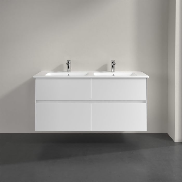 Villeroy & Boch Collaro Waschtischunterschrank 126 x 48 cm, mit 4 Auszügen und LED-Beleuchtung für Venticello Waschtisch