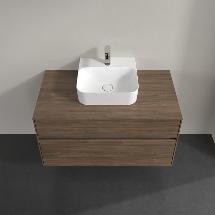 Villeroy & Boch Collaro Waschtischunterschrank 100 x 50 cm, mit 2 Auszügen und LED-Beleuchtung für Finion Waschtisch