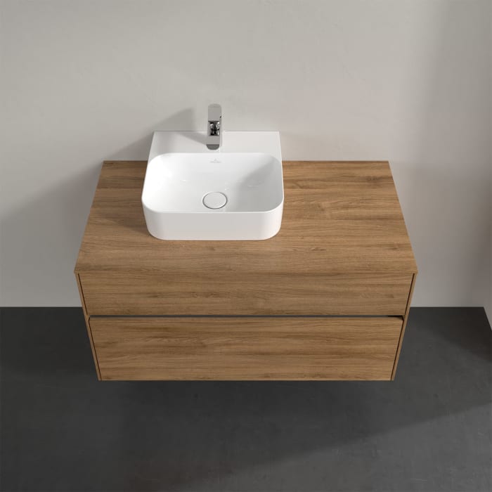 Villeroy & Boch Collaro Waschtischunterschrank 100 x 50 cm, mit 2 Auszügen und LED-Beleuchtung für Finion Waschtisch