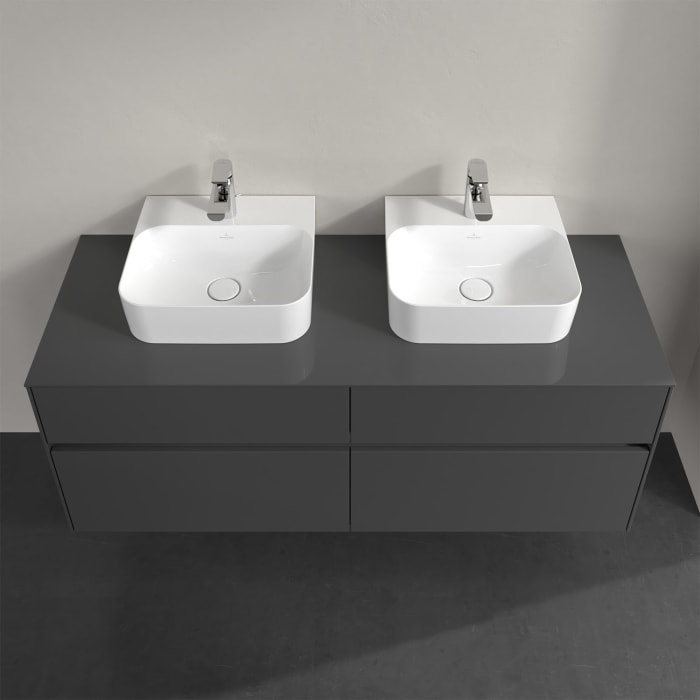 Villeroy & Boch Collaro Waschtischunterschrank 140 x 50 cm, mit 4 Auszügen und LED-Beleuchtung für 2 Finion Waschtische