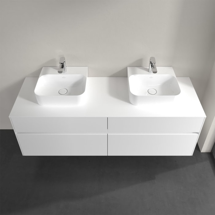 Villeroy & Boch Collaro Waschtischunterschrank 160 x 50 cm, mit 4 Auszügen und LED-Beleuchtung für 2 Finion Waschtische