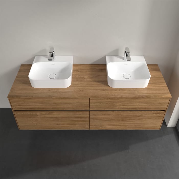 Villeroy & Boch Collaro Waschtischunterschrank 160 x 50 cm, mit 4 Auszügen und LED-Beleuchtung für 2 Finion Waschtische