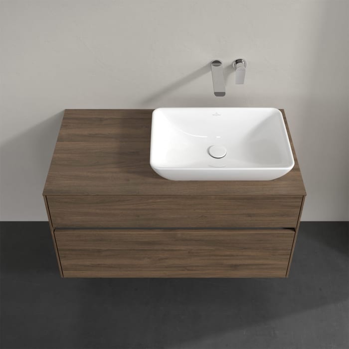 Villeroy & Boch Collaro Waschtischunterschrank 100 x 50 cm, mit 2 Auszügen und LED-Beleuchtung für Venticello Waschtisch