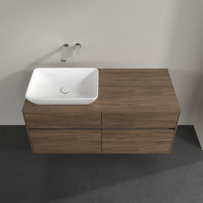 Villeroy & Boch Collaro Waschtischunterschrank 120 x 50 cm, mit 4 Auszügen und LED-Beleuchtung für Venticello Waschtisch