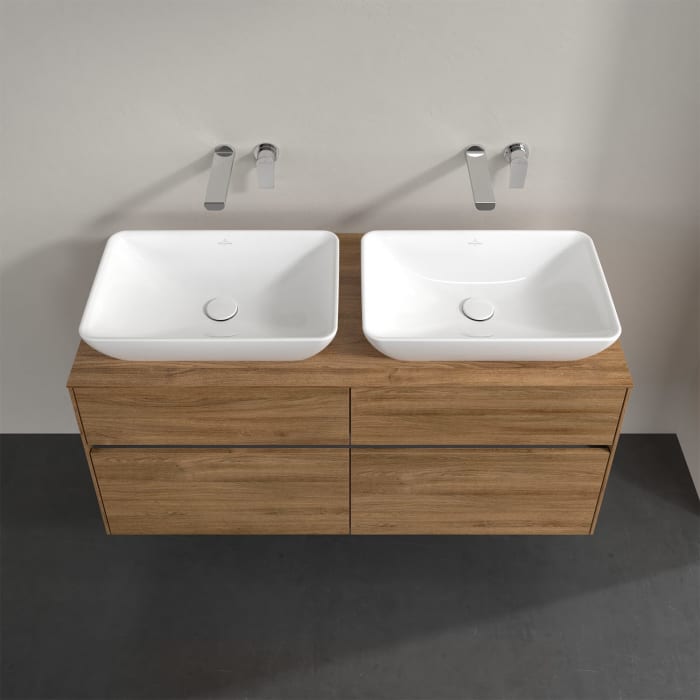 Villeroy & Boch Collaro Waschtischunterschrank 120 x 50 cm, mit 4 Auszügen und LED-Beleuchtung für 2 Venticello Waschtische