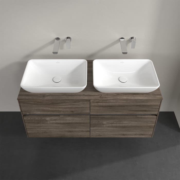 Villeroy & Boch Collaro Waschtischunterschrank 120 x 50 cm, mit 4 Auszügen und LED-Beleuchtung für 2 Venticello Waschtische