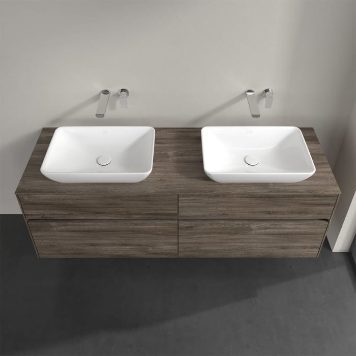 Villeroy & Boch Collaro Waschtischunterschrank 160 x 50 cm, mit 4 Auszügen und LED-Beleuchtung für 2 Venticello Waschtische