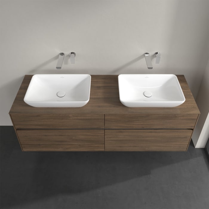 Villeroy & Boch Collaro Waschtischunterschrank 160 x 50 cm, mit 4 Auszügen und LED-Beleuchtung für 2 Venticello Waschtische