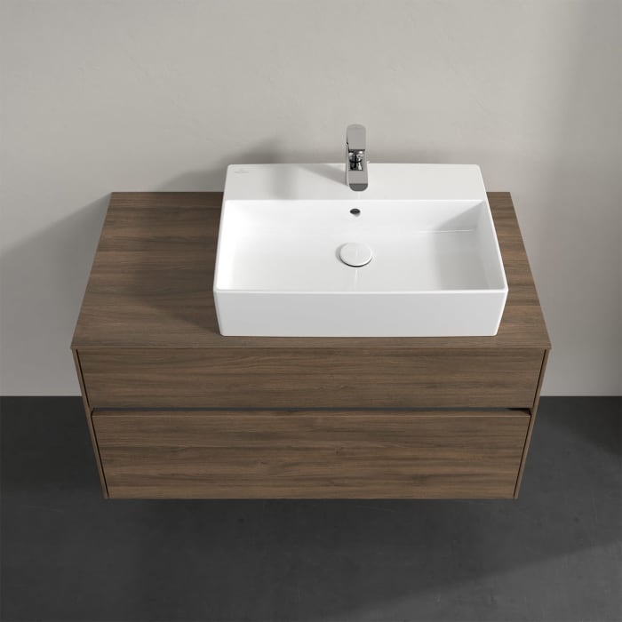 Villeroy & Boch Collaro Waschtischunterschrank 100 x 50 cm, mit 2 Auszügen und LED-Beleuchtung