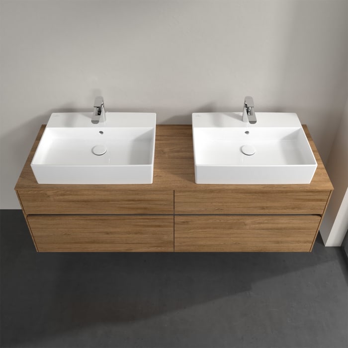 Villeroy & Boch Collaro Waschtischunterschrank 160 x 50 cm, mit 4 Auszügen und LED-Beleuchtung für 2 Waschtische