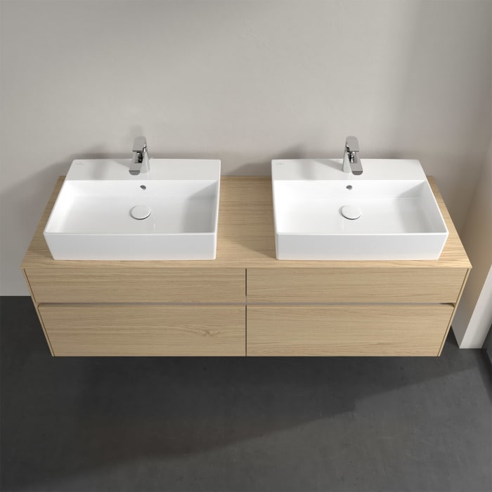 Villeroy & Boch Collaro Waschtischunterschrank 160 x 50 cm, mit 4 Auszügen und LED-Beleuchtung für 2 Waschtische