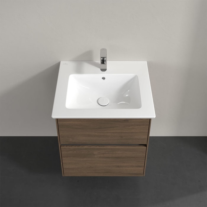 Villeroy & Boch Collaro Waschtischunterschrank 56 x 48 cm, mit 2 Auszügen und LED-Beleuchtung für Venticello Waschtisch