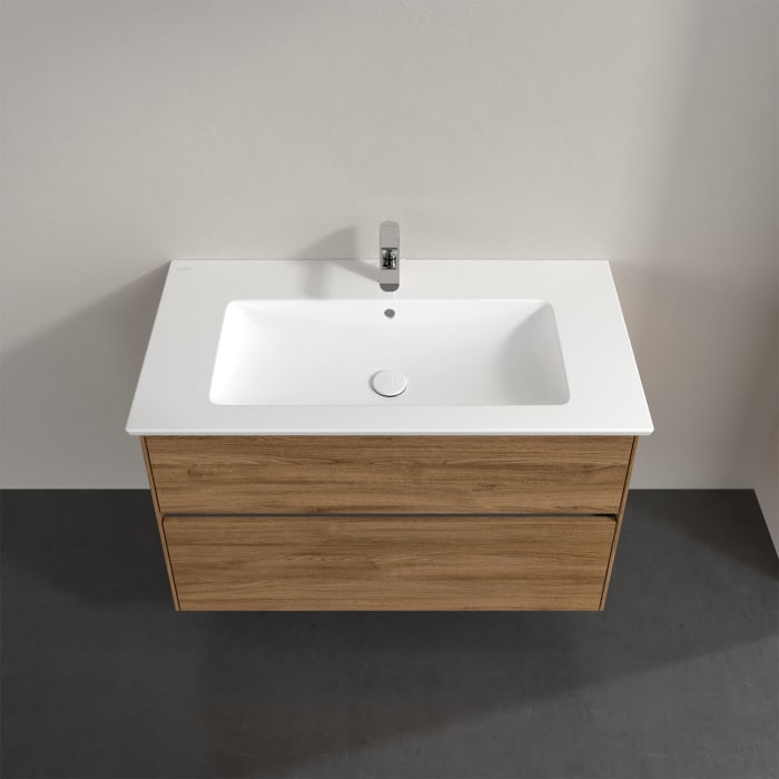 Villeroy & Boch Collaro Waschtischunterschrank 96 x 48 cm, mit 2 Auszügen und LED-Beleuchtung für Venticello Waschtisch