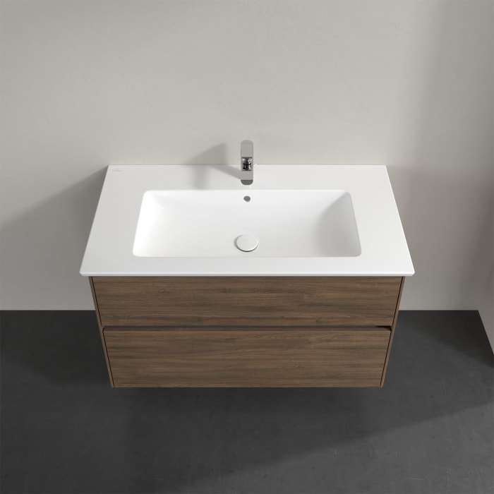 Villeroy & Boch Collaro Waschtischunterschrank 96 x 48 cm, mit 2 Auszügen und LED-Beleuchtung für Venticello Waschtisch