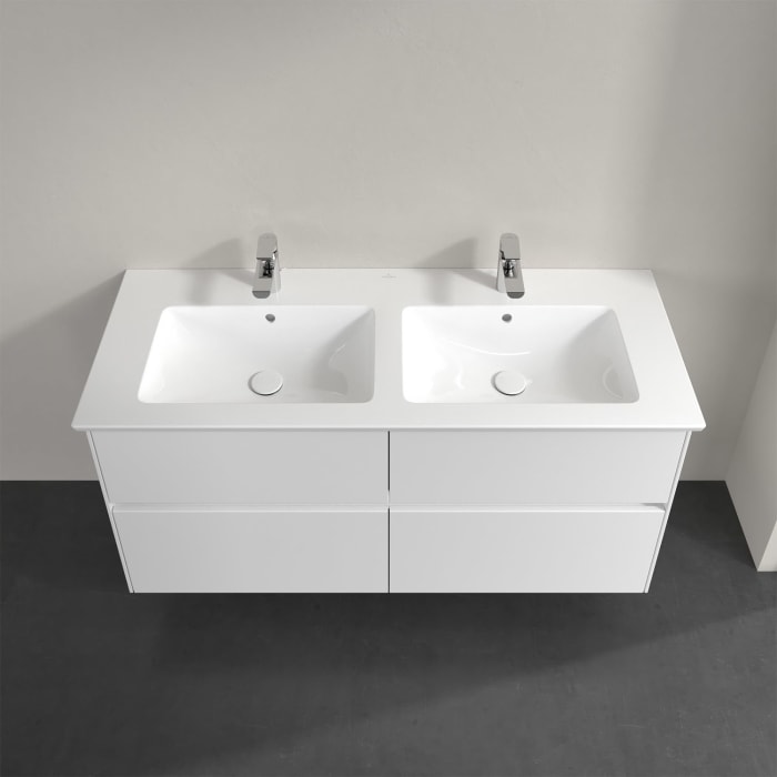 Villeroy & Boch Collaro Waschtischunterschrank 126 x 48 cm, mit 4 Auszügen und LED-Beleuchtung für Venticello Waschtisch