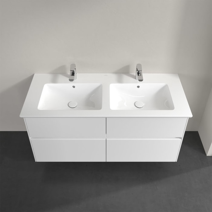 Villeroy & Boch Collaro Waschtischunterschrank 126 x 48 cm, mit 4 Auszügen und LED-Beleuchtung für Venticello Waschtisch